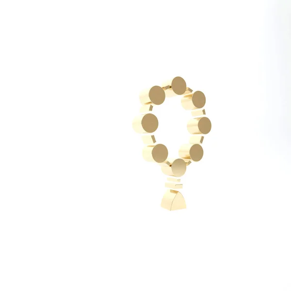 Gold Rosenkranz Perlen Religion Symbol Isoliert Auf Weißem Hintergrund Illustration — Stockfoto