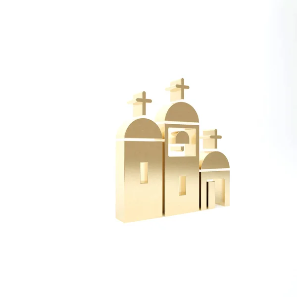 Gold Church Gebäude Symbol Isoliert Auf Weißem Hintergrund Christliche Kirche — Stockfoto