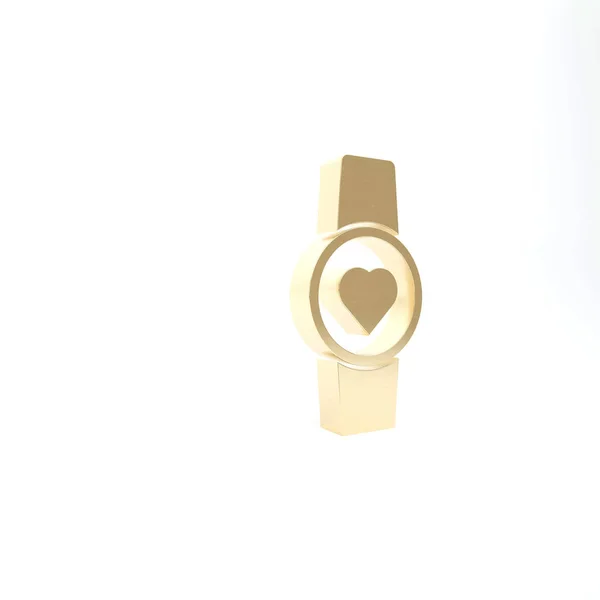 Reloj Gold Smart Que Muestra Icono Ritmo Cardíaco Aislado Sobre —  Fotos de Stock