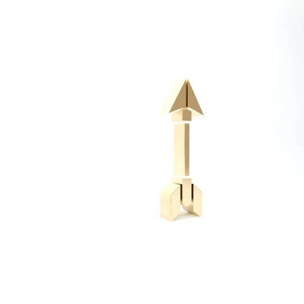 白い背景に隔離されたゴールドヒップスター矢印アイコン 3Dイラスト3Dレンダリング — ストック写真