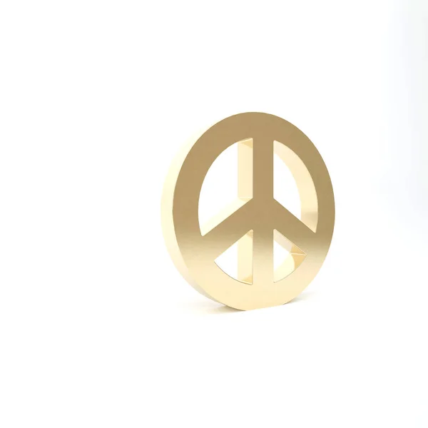 Gold Peace Icoon Geïsoleerd Witte Achtergrond Hippie Symbool Van Vrede — Stockfoto