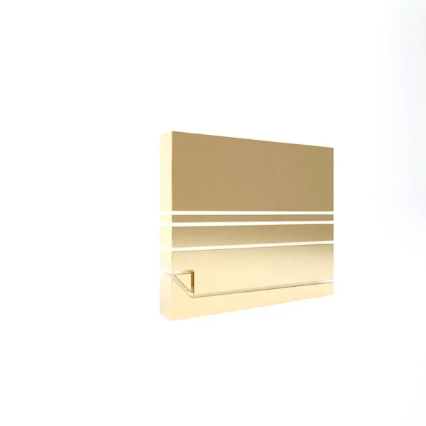 ホワイトの背景に金の圧延紙のアイコンを隔離しました 3Dイラスト3Dレンダリング — ストック写真
