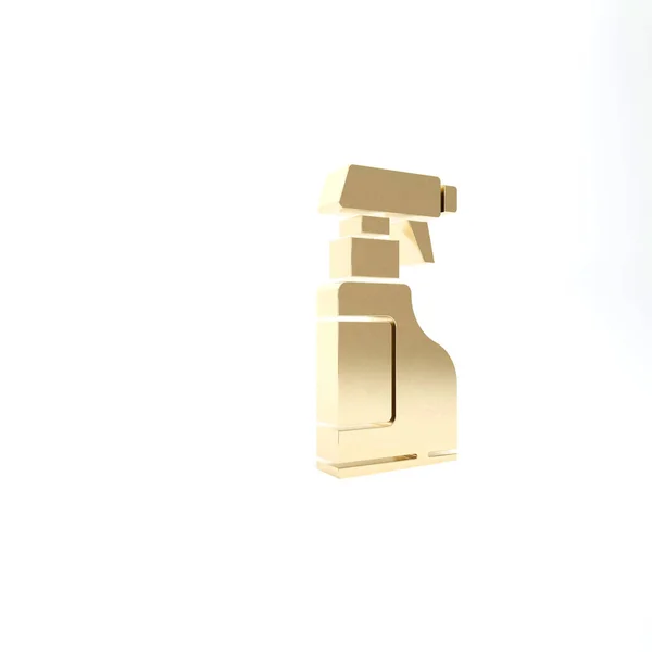 Gold Reinigungssprühflasche Mit Waschmittelflüssigkeit Symbol Isoliert Auf Weißem Hintergrund Illustration — Stockfoto