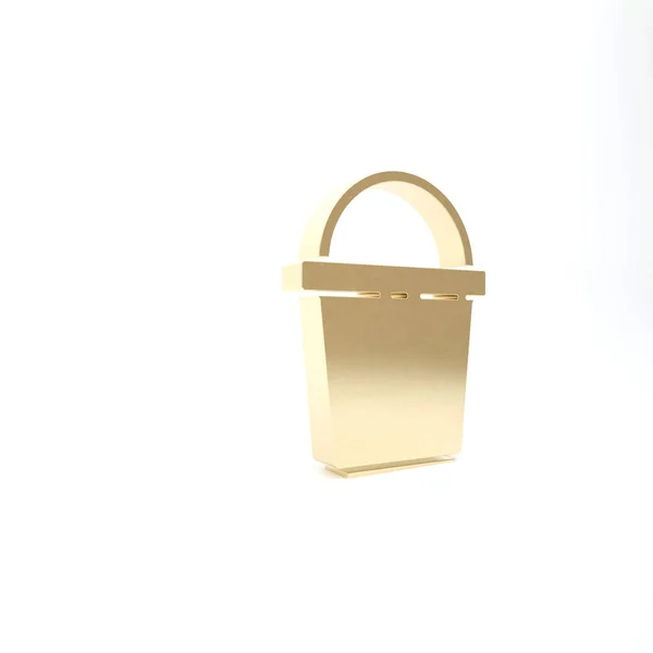 Icona Gold Bucket Isolata Sfondo Bianco Concetto Servizio Pulizia Illustrazione — Foto Stock