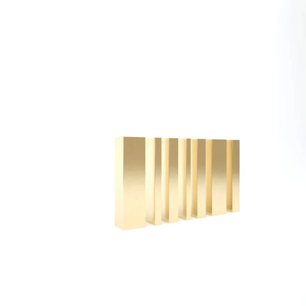 ホワイトの背景に金のバーコードアイコンが隔離されます 3Dイラスト3Dレンダリング — ストック写真