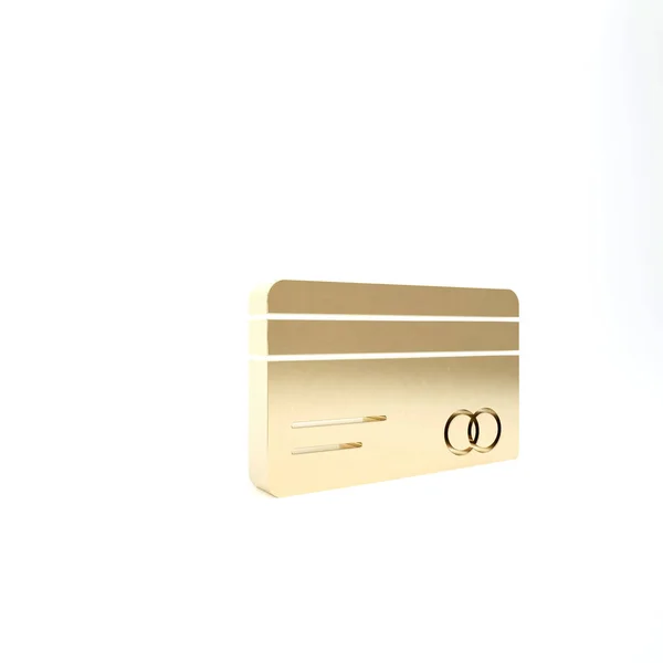 Gold Credit Card Pictogram Geïsoleerd Witte Achtergrond Online Betaling Contante — Stockfoto
