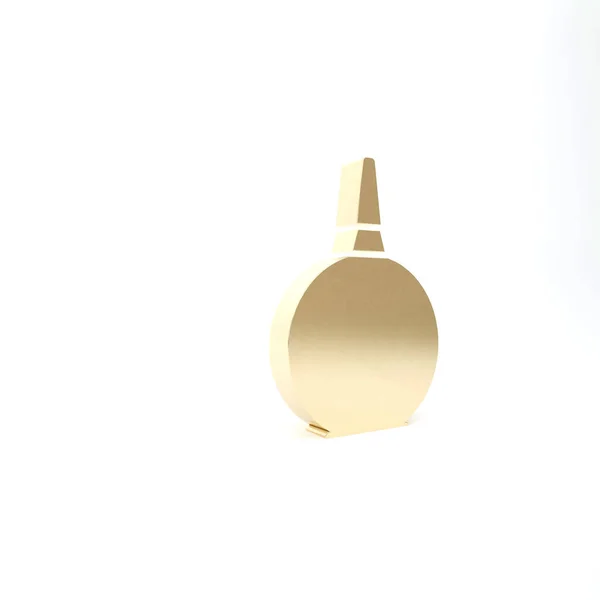 白色背景上孤立的金色伊涅马图标 带有塑料膜尖的水肿 医疗梨子 3D渲染3D插图 — 图库照片