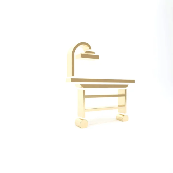 Gold Operating table icon isolated on white background. 3d illustration 3D render