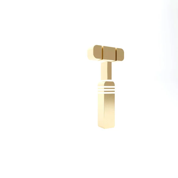 Gold Neurology reflex hammer icon isolated on white background. 3d illustration 3D render