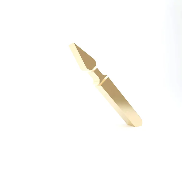 Gold Medical surgery scalpel tool icon isolated on white background. Medical instrument. 3d illustration 3D render