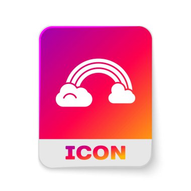 Beyaz arkaplanda izole edilmiş beyaz gökkuşağı bulutları. Dikdörtgen renk düğmesi. Vektör İllüstrasyonu