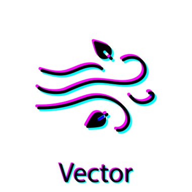 Siyah Rüzgar simgesi beyaz arkaplanda izole edildi. Rüzgarlı bir hava. Vektör İllüstrasyonu