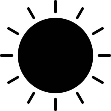 Siyah Güneş simgesi beyaz arkaplanda izole edildi. Yaz sembolü. Güneşli bir gün. Vektör İllüstrasyonu