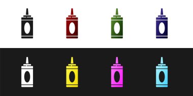 Siyah beyaz arka planda izole edilmiş şampuan ikonu seti. Vektör İllüstrasyonu