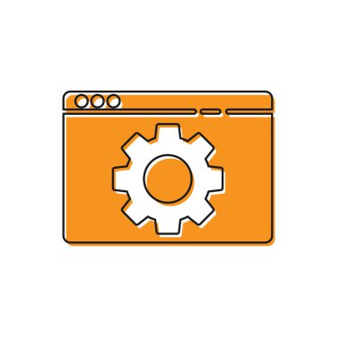 Turuncu Tarayıcı ayarı simgesi beyaz arkaplanda izole edildi. Ayarlama, servis, bakım, onarım, onarım. Vektör İllüstrasyonu