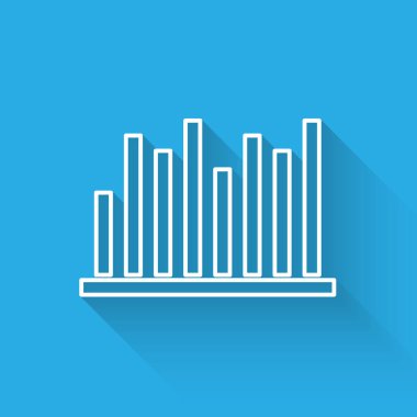 Beyaz çizgi pasta grafiği bilgi simgesi uzun gölgeli izole edildi. Diyagram çizelgesi. Vektör İllüstrasyonu