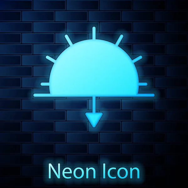 Brilhante Neon Sunset Ícone Isolado Fundo Parede Tijolo Ilustração Vetorial —  Vetores de Stock