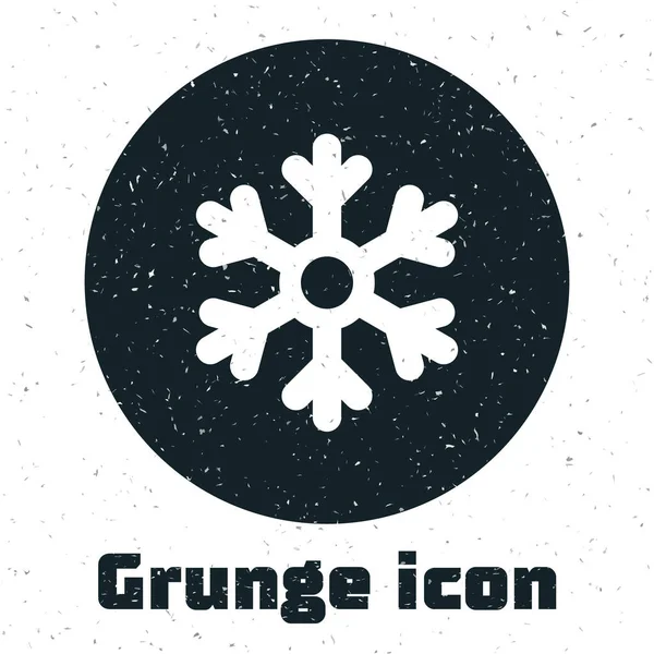 Grunge Icono Copo Nieve Aislado Sobre Fondo Blanco Dibujo Vintage — Vector de stock