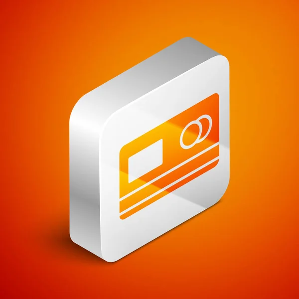 Isometrisches Kreditkartensymbol Auf Orangefarbenem Hintergrund Online Zahlung Barabhebungen Finanzgeschäfte Einkaufsschild — Stockvektor