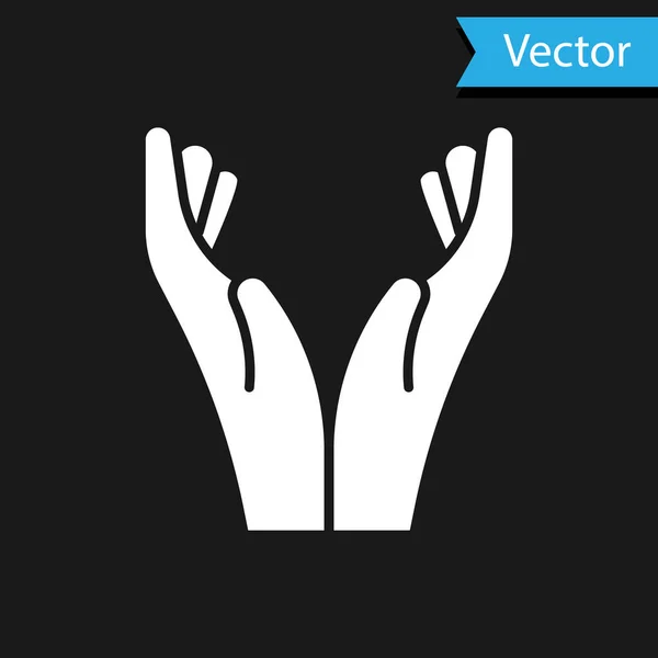 Mains Blanches Prière Icône Position Isolé Sur Fond Noir Prière — Image vectorielle