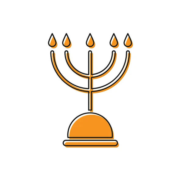 Icône Menorah Hanoukka Orange Isolée Sur Fond Blanc Symbole Traditionnel — Image vectorielle