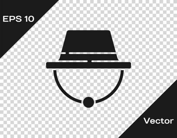 Sombrero Camping Negro Icono Aislado Sobre Fondo Transparente Sombrero Playa — Vector de stock