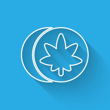 Beyaz çizgi bitkisel ekstazi hapları ikonu uzun gölgeli izole edilmiş. Vektör İllüstrasyonu