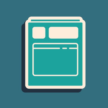 Yeşil Mutfak bulaşık makinesi simgesi yeşil arka planda izole edilmiş. Uzun gölge tarzı. Vektör İllüstrasyonu