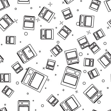 Siyah çizgi mutfak bulaşık makinesi simgesi beyaz arka planda izole edilmiş kusursuz desen. Vektör İllüstrasyonu