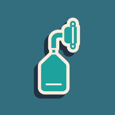 Yeşil Tıbbi Oksijen Maskesi simgesi yeşil arkaplanda izole edildi. Uzun gölge tarzı. Vektör İllüstrasyonu