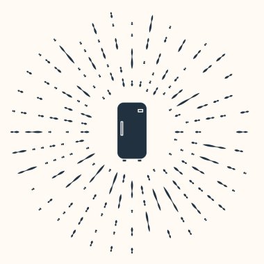 Gri buzdolabı simgesi bej arka planda izole edilmiş. Buzdolabı buzdolabı. Ev aletleri ve aletler. Soyut çember rastgele noktalar. Vektör İllüstrasyonu