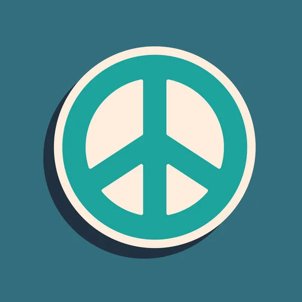 Yeşil Barış Simgesi Yeşil Arkaplanda Izole Edildi Hippi Barış Sembolü — Stok Vektör