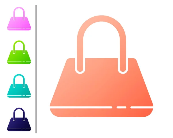 Coral Handbag Symbol Isoliert Auf Weißem Hintergrund Weibliches Handtaschenschild Glamour — Stockvektor