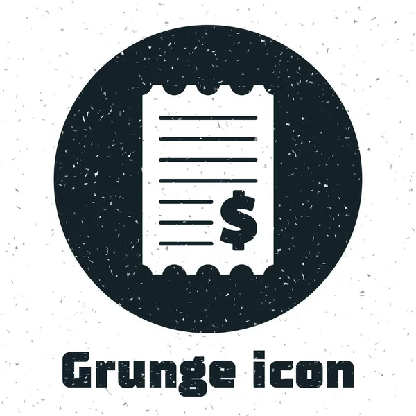 Grunge Verificación Papel Financiera Icono Verificación Aislado Sobre Fondo Blanco — Vector de stock