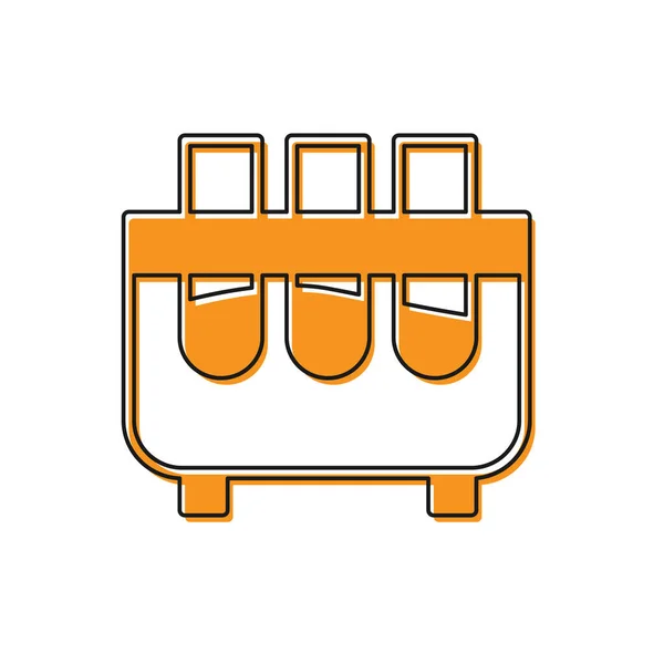 Orangefarbenes Reagenzglas Und Kolben Labor Testsymbol Isoliert Auf Weißem Hintergrund — Stockvektor