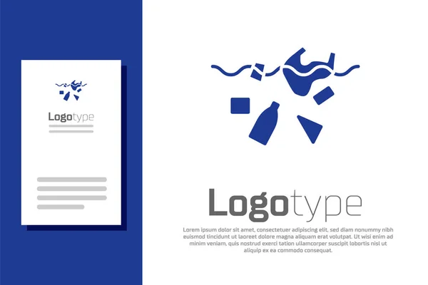 Azul Problema Contaminación Del Icono Del Océano Aislado Sobre Fondo — Vector de stock