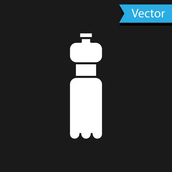 Botella Blanca Icono Agua Aislado Sobre Fondo Negro Signo Bebida — Vector de stock