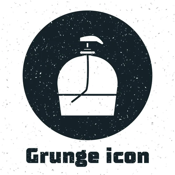 Grunge Bouteille Savon Liquide Antibactérien Avec Icône Distributeur Isolée Sur — Image vectorielle