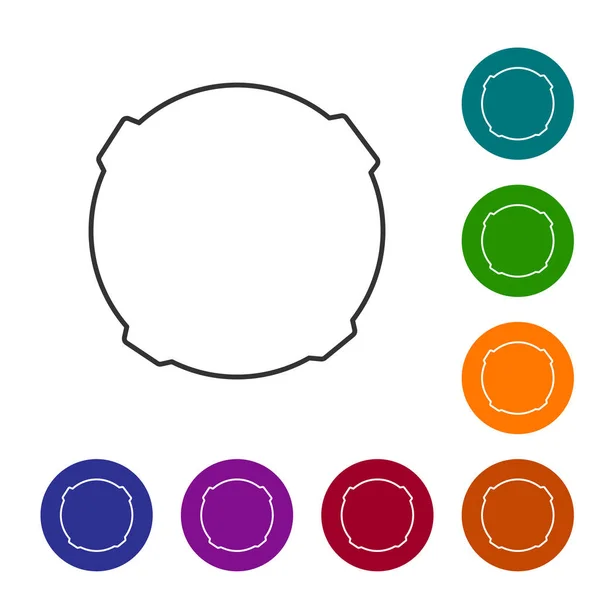 Icono de Luna de línea negra aislado sobre fondo blanco. Establecer iconos en botones de círculo de color. Ilustración vectorial — Vector de stock