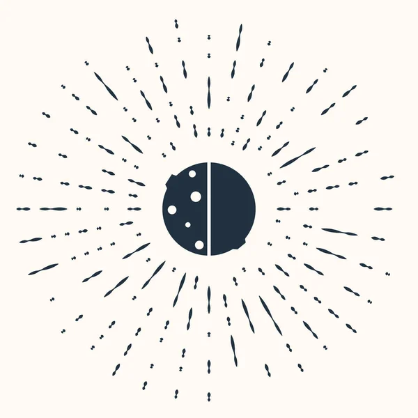Eclipse gris del icono del sol aislado sobre fondo beige. Eclipse total de sonar. Puntos aleatorios de círculo abstracto. Ilustración vectorial — Archivo Imágenes Vectoriales