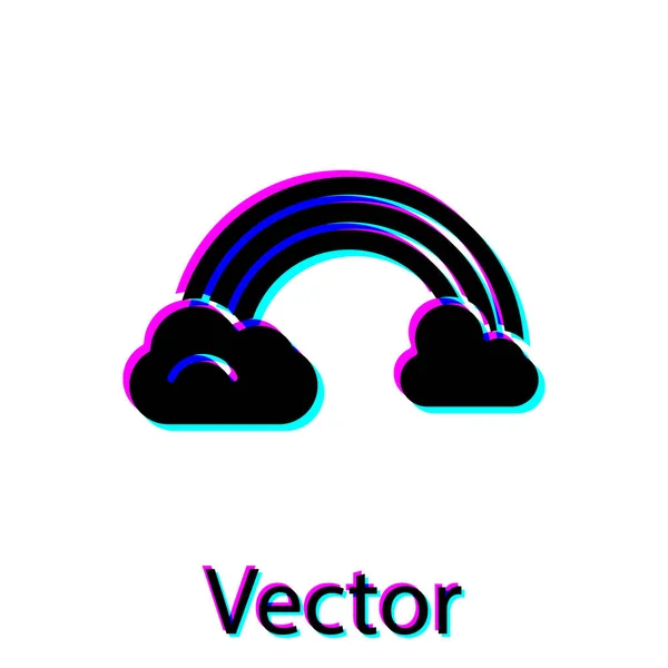 Arcobaleno nero con l'icona delle nuvole isolato su sfondo bianco. Illustrazione vettoriale — Vettoriale Stock