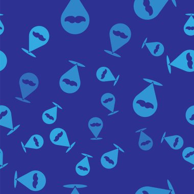 Mavi berber dükkanı ikonu mavi arka planda izole edilmiş pürüzsüz desen. Kuaför logosu ya da tabela. Vektör İllüstrasyonu