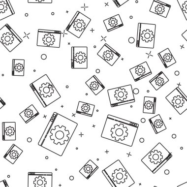 Siyah çizgi Tarayıcı beyaz arkaplanda izole edilmiş simge simgesi ayarlıyor. Ayarlama, servis, bakım, onarım, onarım. Vektör İllüstrasyonu