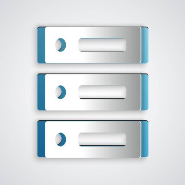 Kağıt kesme Sunucusu, Data, Web sunucu simgesi gri arkaplanda izole edildi. Kağıt sanatı tarzı. Vektör İllüstrasyonu