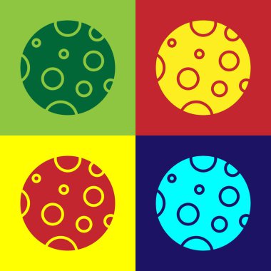 Pop Art Moon simgesi renk arkaplanında izole edildi. Vektör İllüstrasyonu
