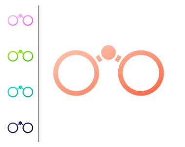 Mercan Dürbün simgesi beyaz arkaplanda izole edildi. Yazılım işareti bul. Casus ekipman sembolü. Renk simgelerini ayarla. Vektör İllüstrasyonu