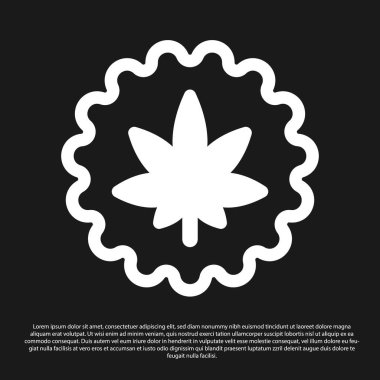 Siyah arka planda siyah tıbbi marihuana ya da kenevir yaprağı ikonu var. Kenevir sembolü. Vektör İllüstrasyonu