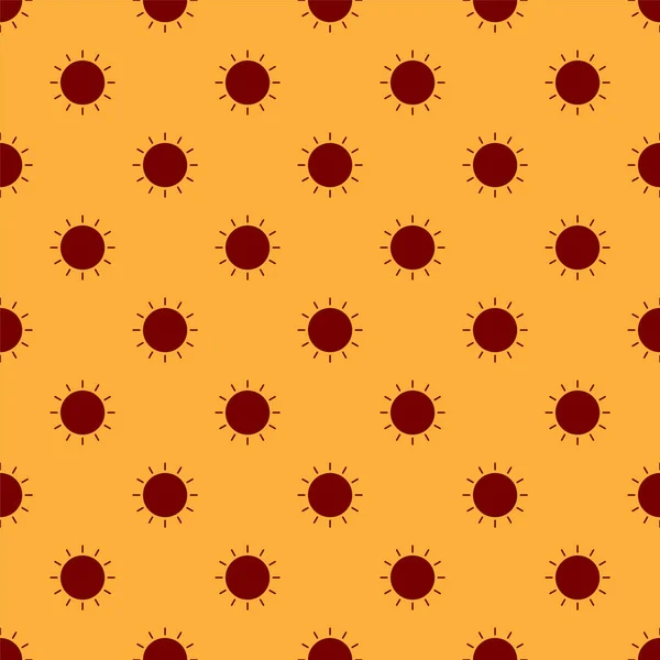 Icona Red Sun isolato modello senza soluzione di continuità su sfondo marrone. Simbolo estivo. Buona giornata di sole. Illustrazione vettoriale — Vettoriale Stock