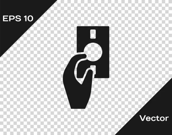 Mão Negra segurando ícone dinheiro isolado em fundo transparente. Dólar ou símbolo USD. Cash Banking sinal de moeda. Ilustração vetorial — Vetor de Stock