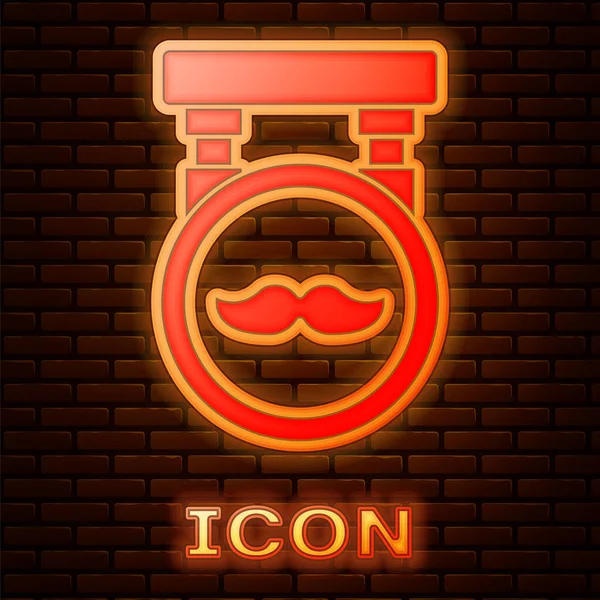 Lumineux néon icône Barbershop isolé sur fond de mur de briques. Logo ou enseigne du coiffeur. Illustration vectorielle — Image vectorielle